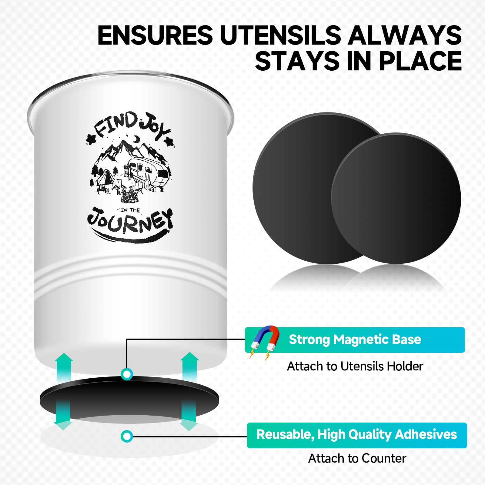 Magnetic RV Utensil Holder 2 Pack - Strong Magnetic Kitchen Organizer for Campers, RVs & Travel Trailers - Essential RV Storage Accessories for Spoons, Forks & Cooking Tools - Perfect for Road Trips & Outdoor Adventures