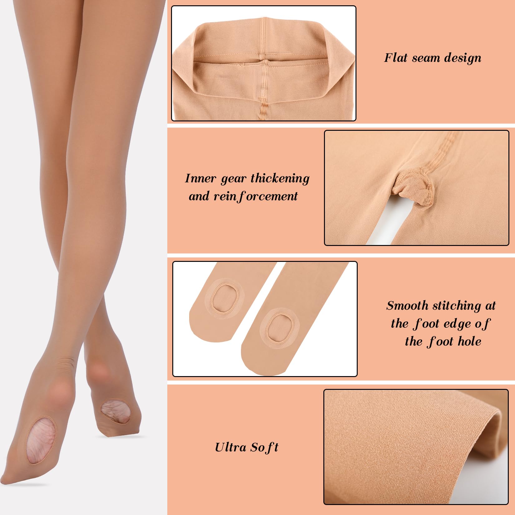 HiDance Women's Ballet Tights - Ultra Soft Convertible Footed Dance Tights for Ballet, Jazz & Contemporary - Perfect for Dance Class, Performance & Practice