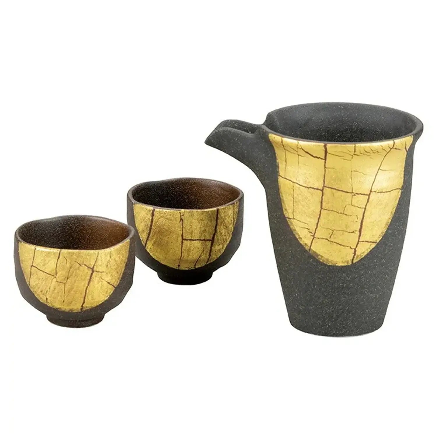 Authentic Japanese Kutani Ware Porcelain Sake Set with 24K Gold Leaf Decoration - Perfect for Traditional Tea Ceremonies & Asian Dining Experiences