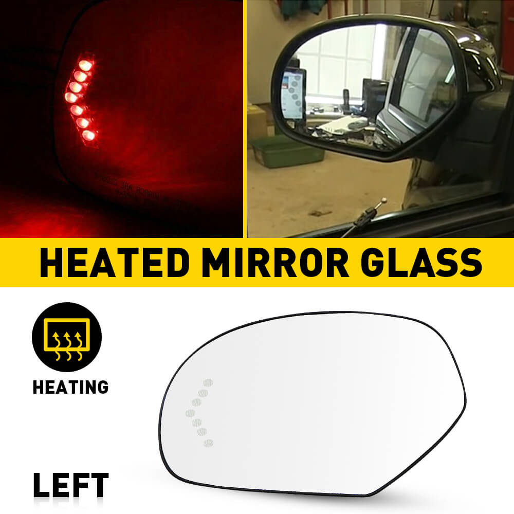 Heated Power Side Mirror with Integrated Turn Signal for 2007-2013 Cadillac Chevrolet GMC Trucks & SUVs - Anti-Fog Defrosting Replacement Glass for Winter Driving Safety