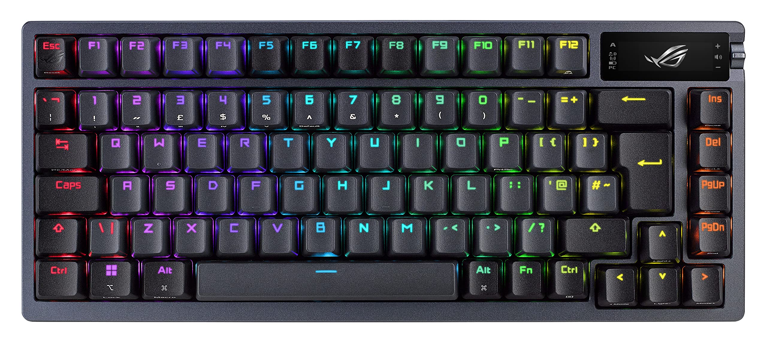 ASUS ROG Azoth 75% Wireless Custom Mechanical Gaming Keyboard - Hot-Swappable ROG NX Red Switches, OLED Display, Gasket Mount, 3-Layer Dampening, PBT Keycaps, RGB Backlit (Black, UK Layout) - Perfect for Esports, Streaming & Professional Gaming Setup
