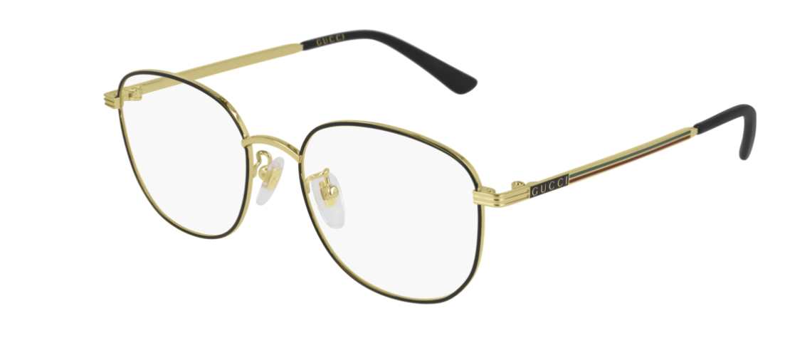 Gucci GG 0838OK 001 Black & Gold Square Unisex Eyeglasses - Stylish Prescription Glasses for Men & Women, Perfect for Office, Reading & Fashion Accessories