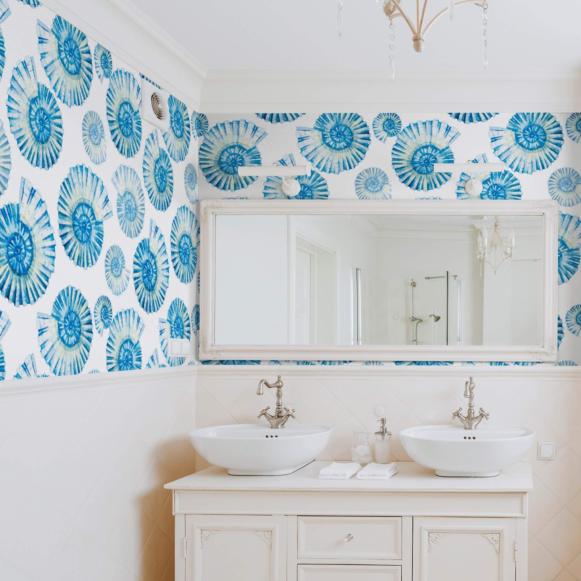 Blue and White Nautical Peel and Stick Removable Wallpaper - Self-Adhesive Decorative Wall Covering for Bedroom, Bathroom, Kitchen & Nursery - Easy to Apply and Remove Without Damage