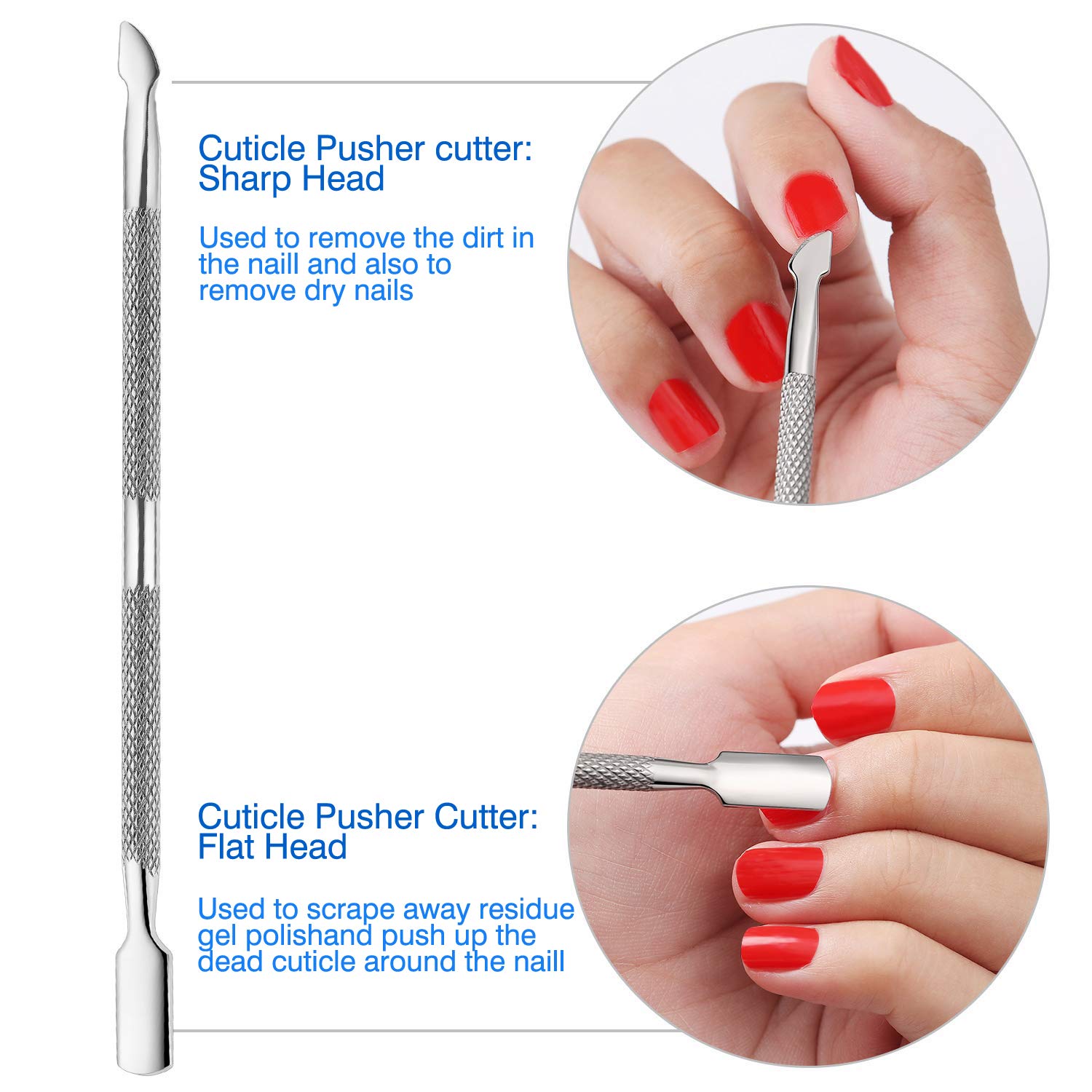 Professional Stainless Steel Cuticle Nippers & Pusher Set - Manicure Pedicure Tools for Gel Nails, Fingernails & Toenails | At-Home Spa & Salon Quality Nail Care Kit | Perfect for DIY Nail Art & Professional Grooming