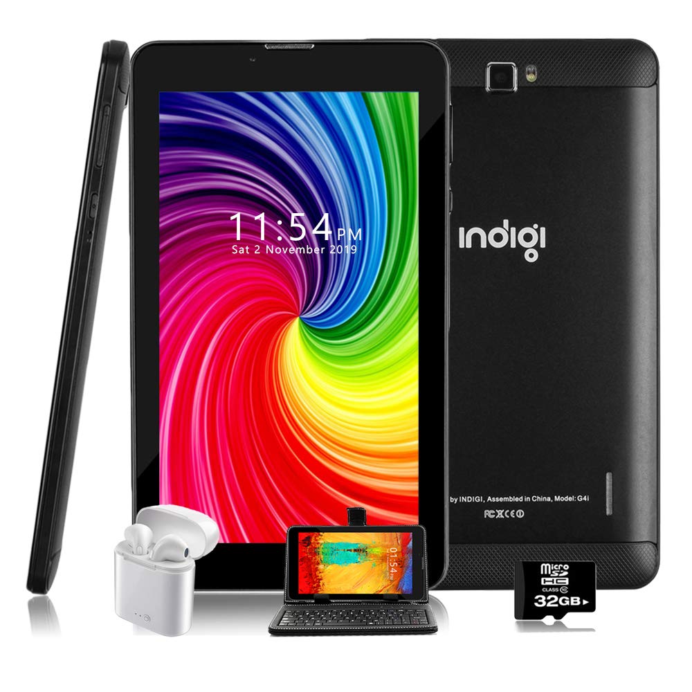 Indigi® 4G LTE GSM Unlocked 7-inch Android Pie Tablet & Smartphone - Dual SIM, Quad-Core, Google Play Certified (Black) | Perfect for Business Travel, Online Learning & Remote Work