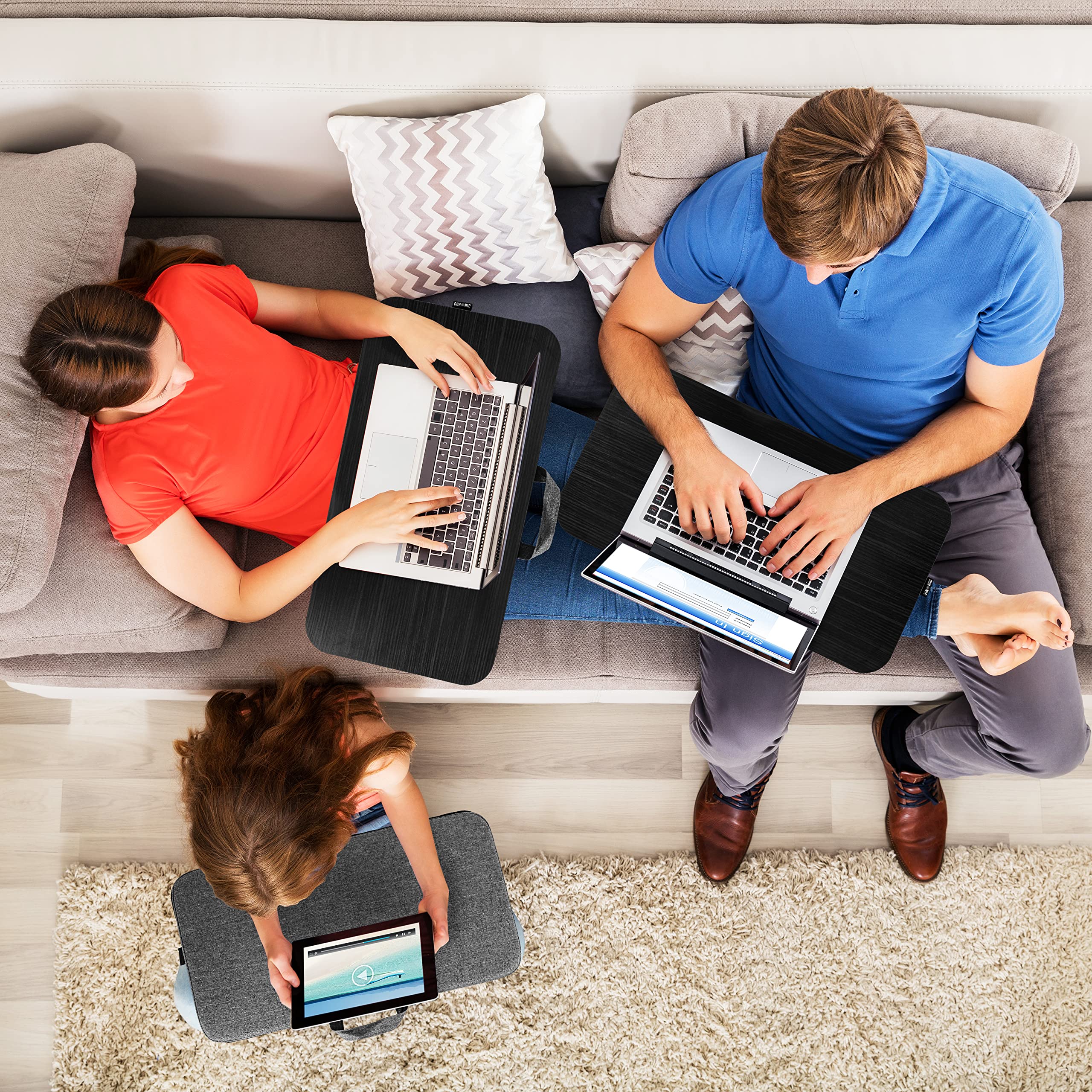 Ergonomic Laptop Tray with Cushion - Portable Lap Desk with Handles for Home, Office, Bed & Gaming - Durable Laptop Stand for Comfortable Work & Entertainment Anywhere