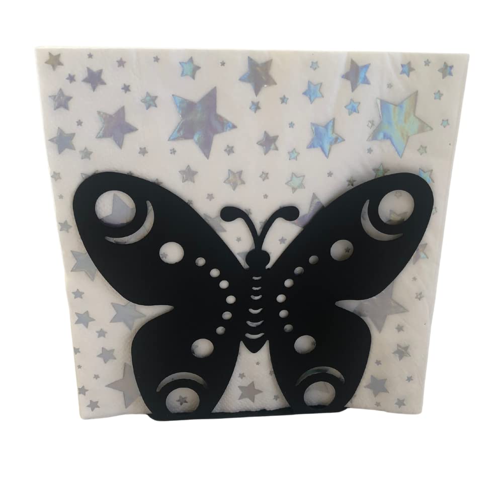 Galvanized Butterfly Napkin Holder - Freestanding Tissue Dispenser for Kitchen, Restaurant, Picnic, Wedding & Party Decor | Elegant Table Napkin Organizer for Home Dining & Special Occasions