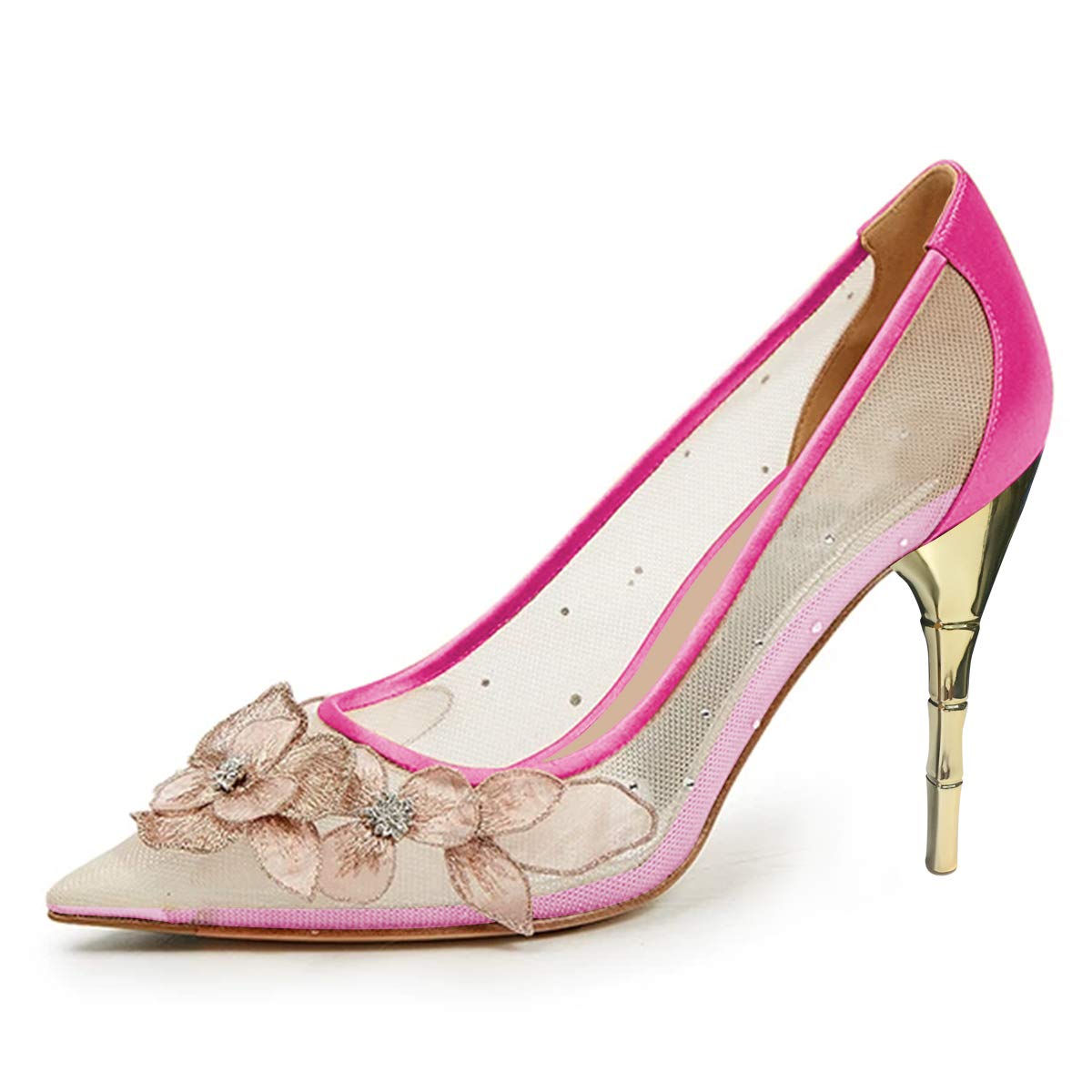 YDN Women's Floral High Heel Pumps - Pointed Toe Slip-On Dress Shoes for Wedding, Party & Prom | Elegant Comfort for Special Occasions