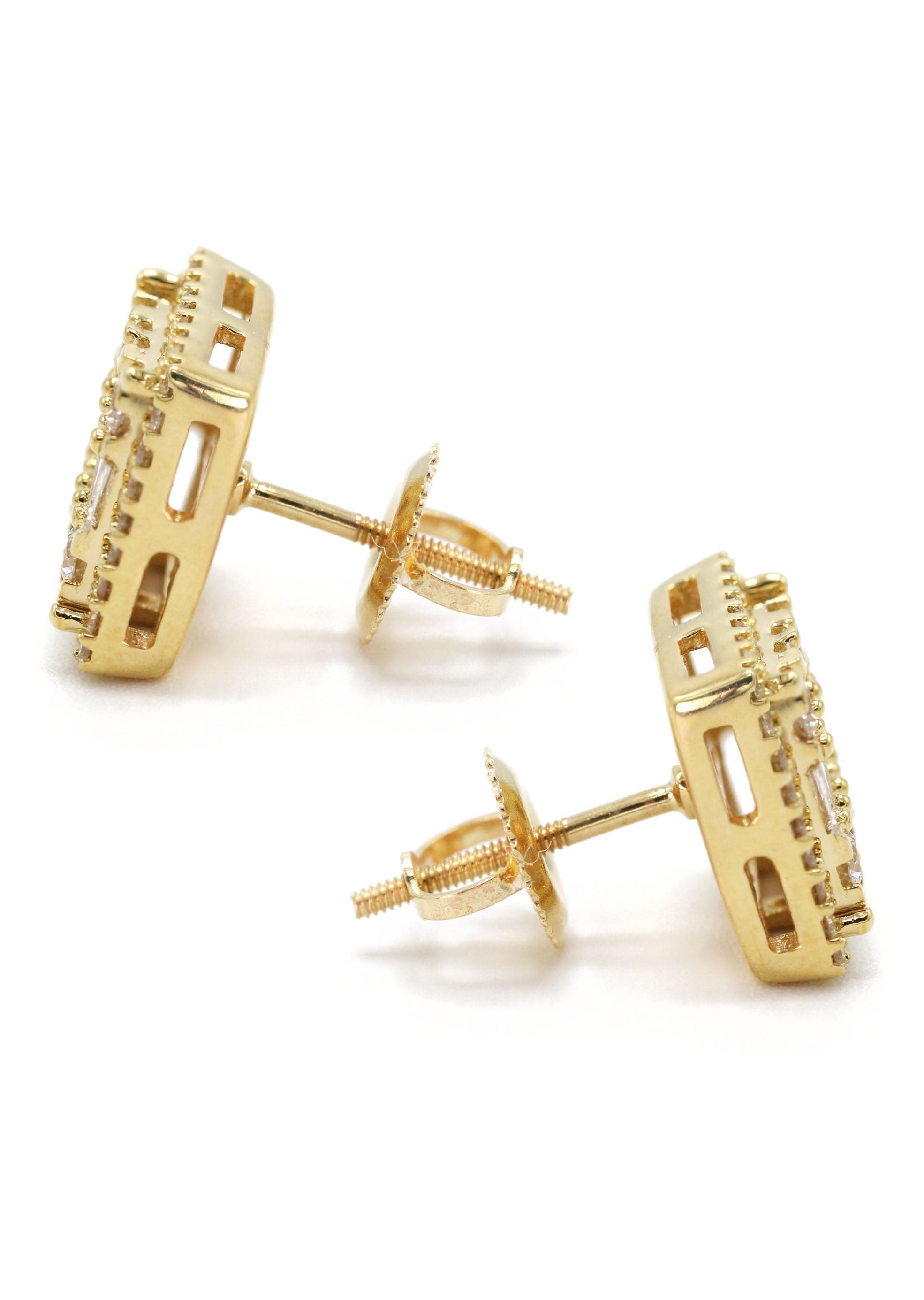 14K Yellow Gold Men's Diamond Baguette Earrings - 1.05 Carats, 4.23 Grams | Luxury Wedding, Anniversary & Formal Event Jewelry Gift for Him