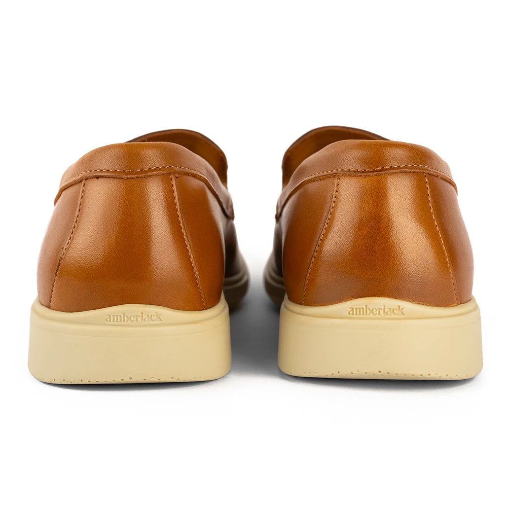 Premium Genuine Leather Loafer Shoes for Men - Honey & Cream Color - Comfortable Slip-On Casual Dress Shoes for Office, Business & Everyday Wear