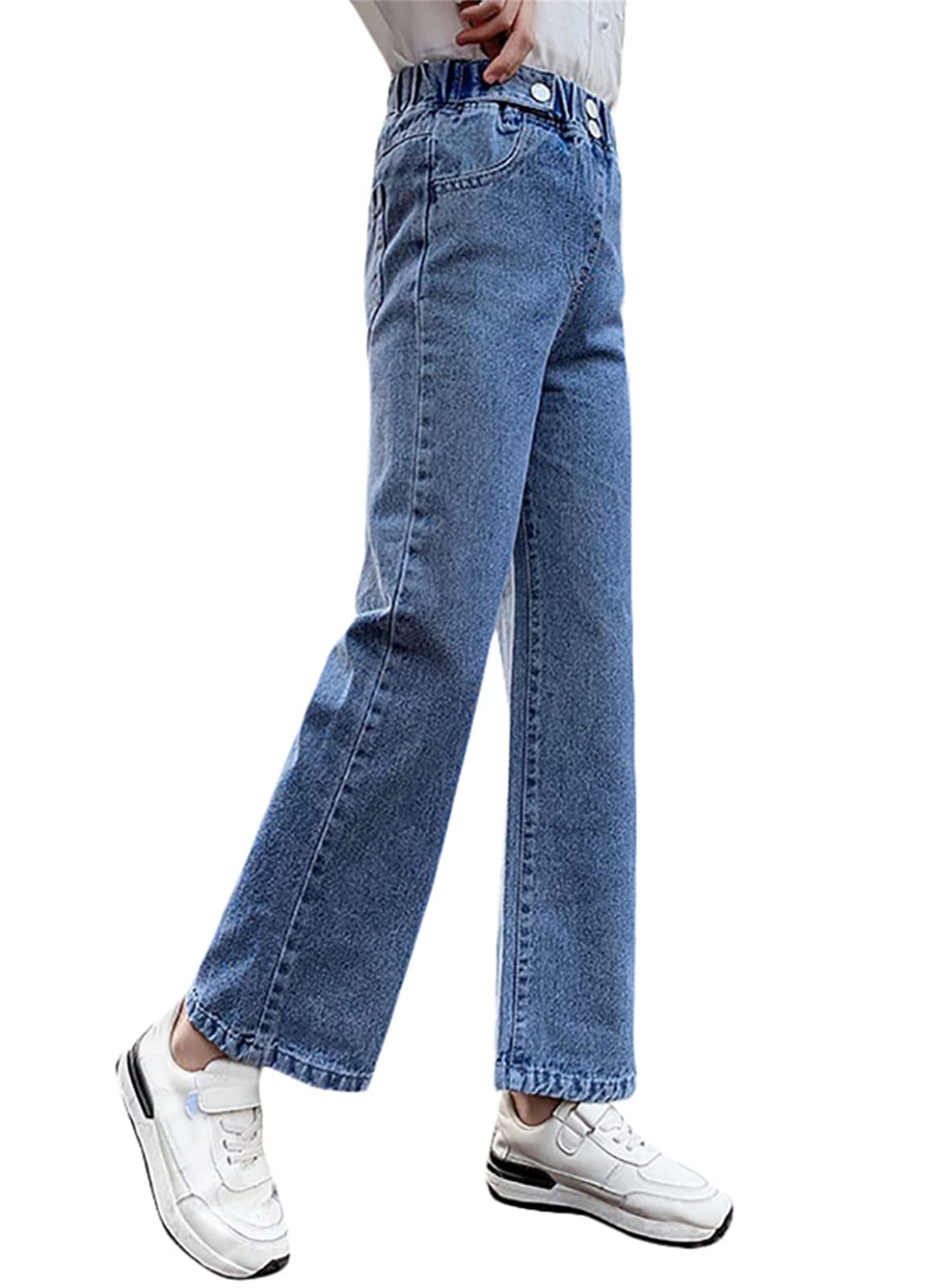 **Cromoncent Girls High Waist Straight Wide Leg Pants for 4-13 Years - Comfortable & Stylish Casual Pants for School, Play & Everyday Wear**