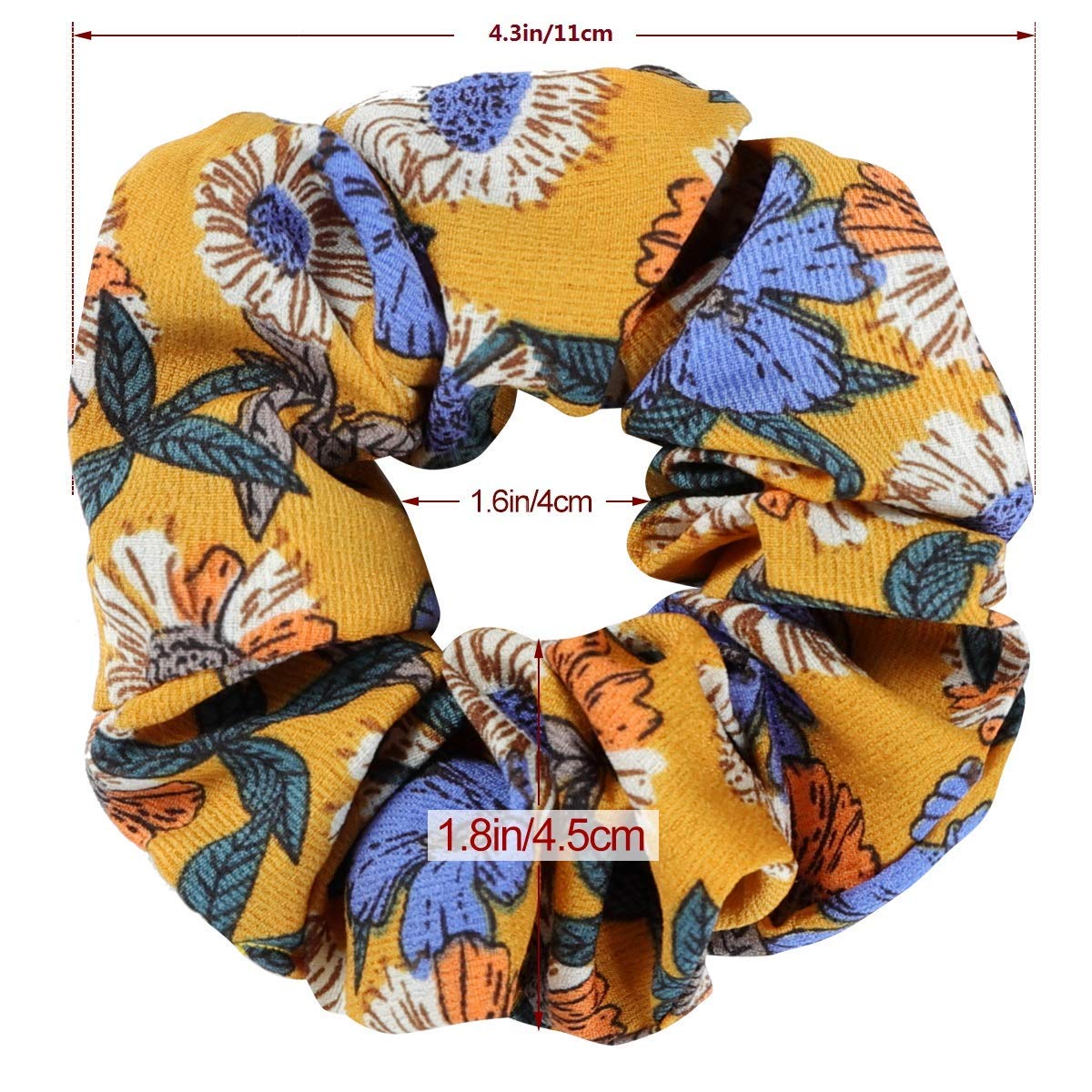 Soft Chiffon Flower Hair Scrunchies - Elastic Hair Bands & Ties for Women & Girls (12 Colors) | Perfect for School, Work, Gym & Everyday Styling