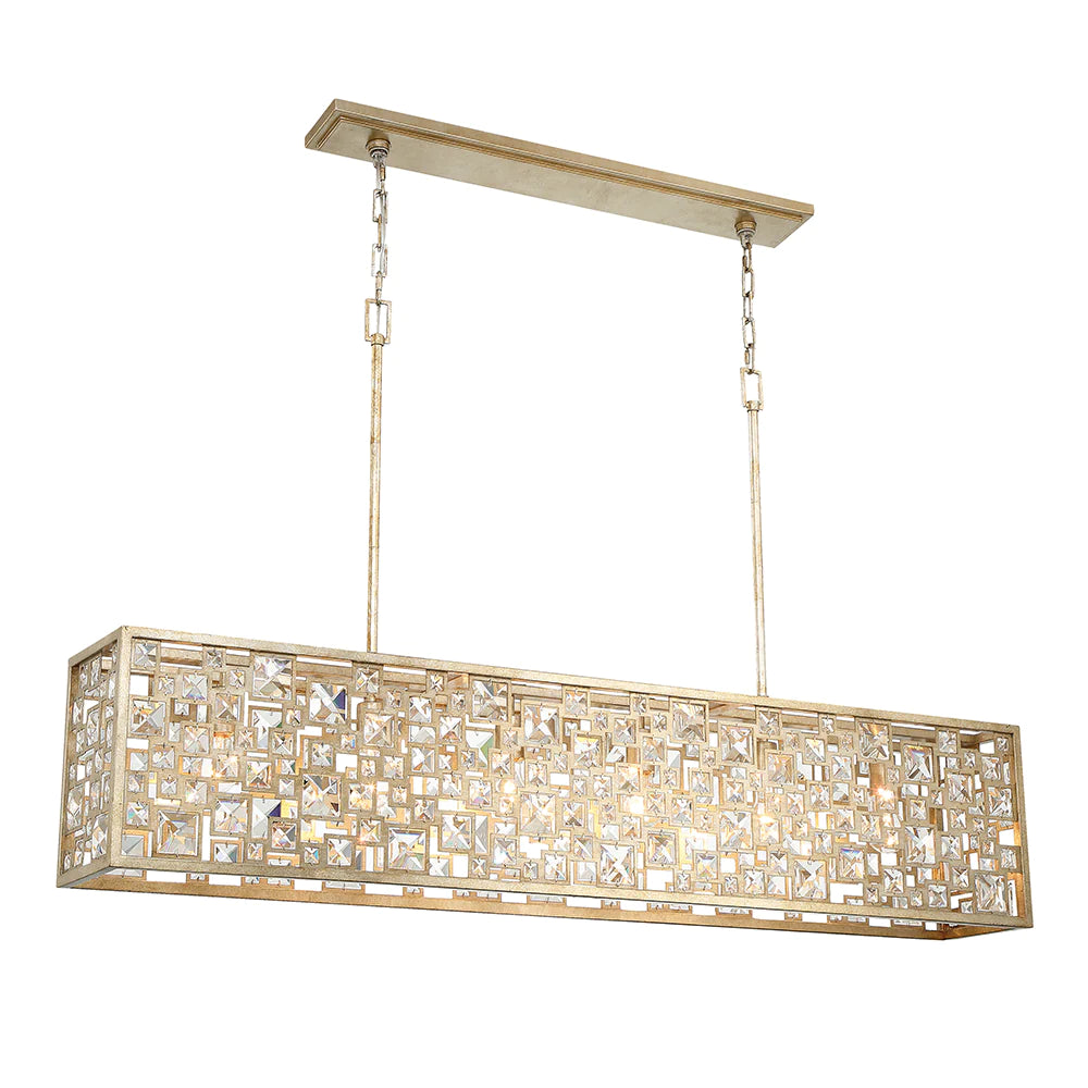 Ramsey II 6-Light Linear Chandelier in Antique Silver Finish - Modern Farmhouse Dining Room Lighting Fixture for Kitchen Island, Entryway, and Bedroom