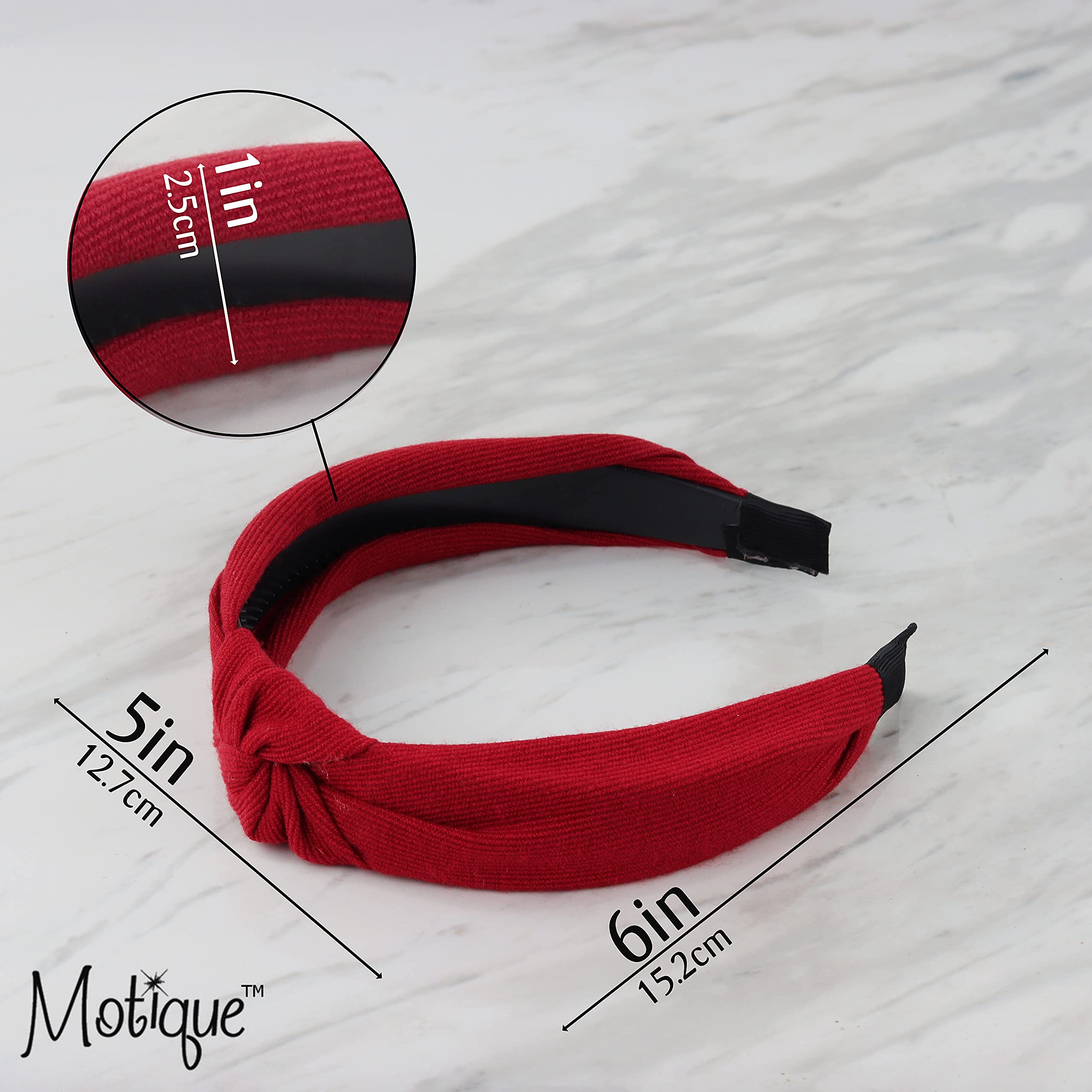 Soft Textured Cotton Knot Headband Wide Turban Headband for Women and Girls - Red, Perfect for Yoga, Workouts, and Casual Styling