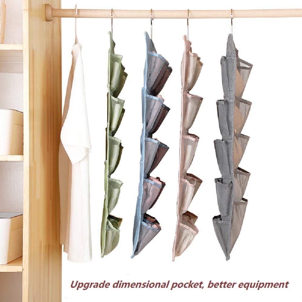 20-Pocket Hanging Closet Organizer for Clothes, Jewelry & Accessories - Space Saving Storage Solution for Pantry, Bras, Socks, Underwear & Stockings - Perfect for Bedroom, Closet & Dorm Organization (Gray)