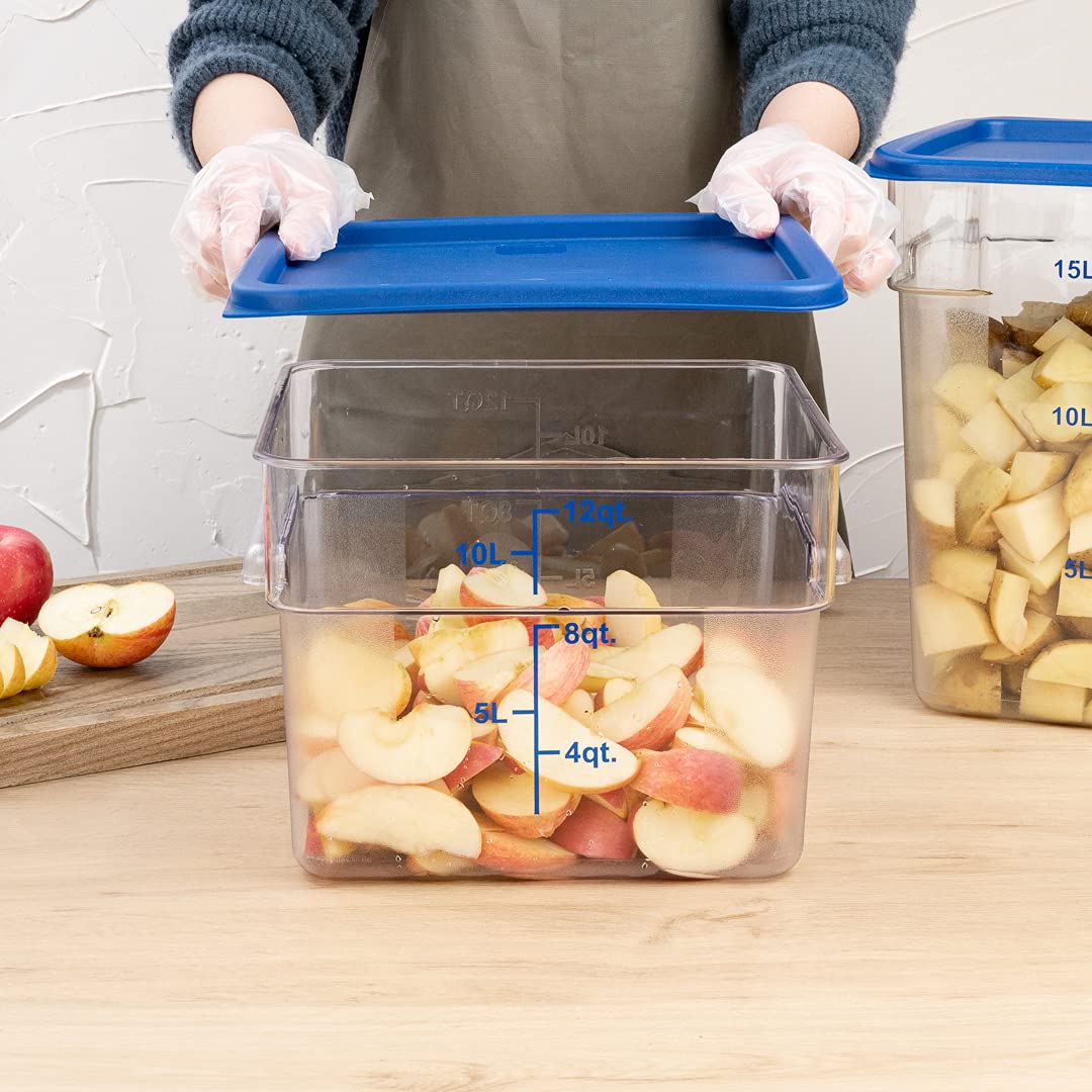 Restaurantware - 10 Pack Square Plastic Food Storage Container Lids Only | Marinating & Meal Prep Lids with Date Indicator | Dishwasher & Freezer Safe | Blue Plastic Lids (Containers Sold Separately) | Perfect for Meal Prep, Leftovers & Food Storage Organization