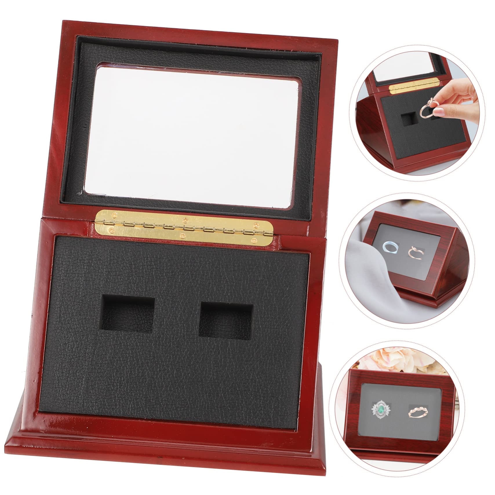 Premium 2-Piece Wooden Ring Display Case - Portable Jewelry Box for Sports Accessories, Engagement Rings & Wedding Bands - Perfect for Retail Stores, Jewelry Shows & Home Organization