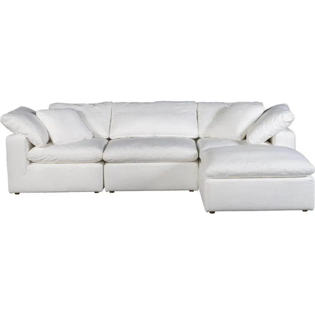 4-Piece Stain-Resistant White Modular Lounge Set - Modern Sectional Sofa for Living Room, Office, or Outdoor Patio - Easy to Clean & Durable Furniture