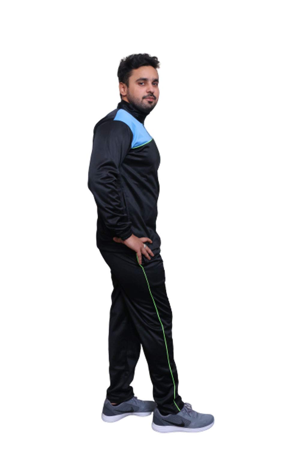 Tempest Sports Men's Running Tracksuit - Breathable Black & Sky Blue Athletic Jogging Suit for Gym, Training & Outdoor Workouts