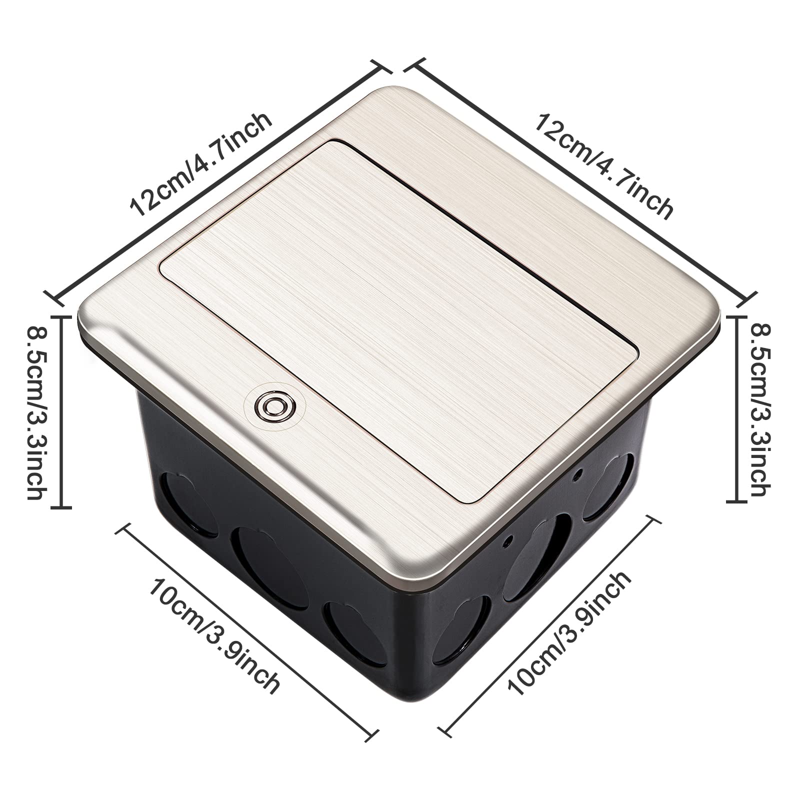 Vagueior Recessed Floor Electrical Outlet Kit - Waterproof & Tamper-Resistant, 20A Outlet + 4.8A USB Charger, Slow Elastic Damping, ETL Certified Stainless Steel - Ideal for Home Theater, Office & Outdoor Patio Use