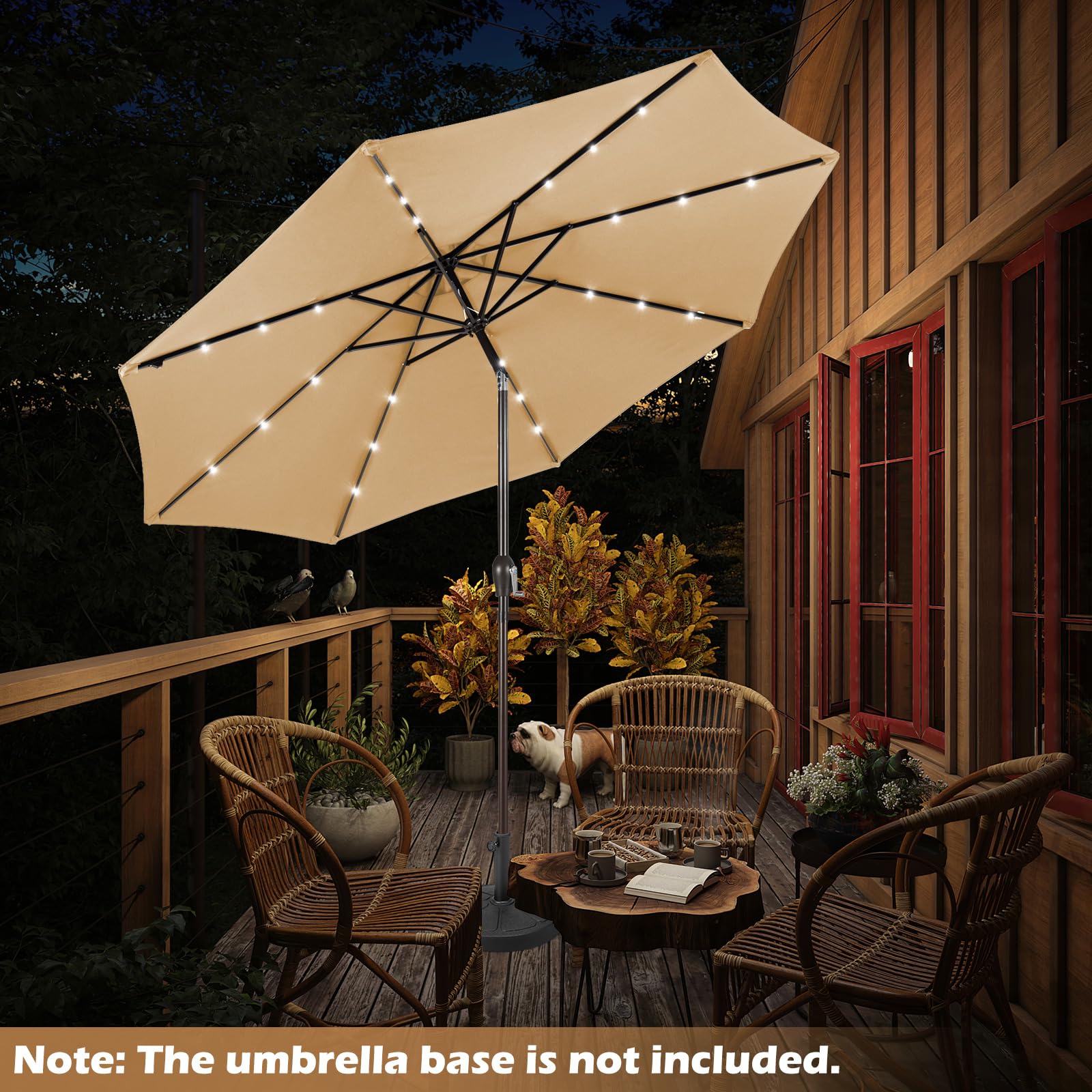 Giantex 9ft/10ft Solar LED Patio Umbrella with Crank & Tilt - Waterproof Outdoor Market Umbrella for Backyard, Deck, Pool, Beach - Perfect for Dining, Lounging & Outdoor Parties