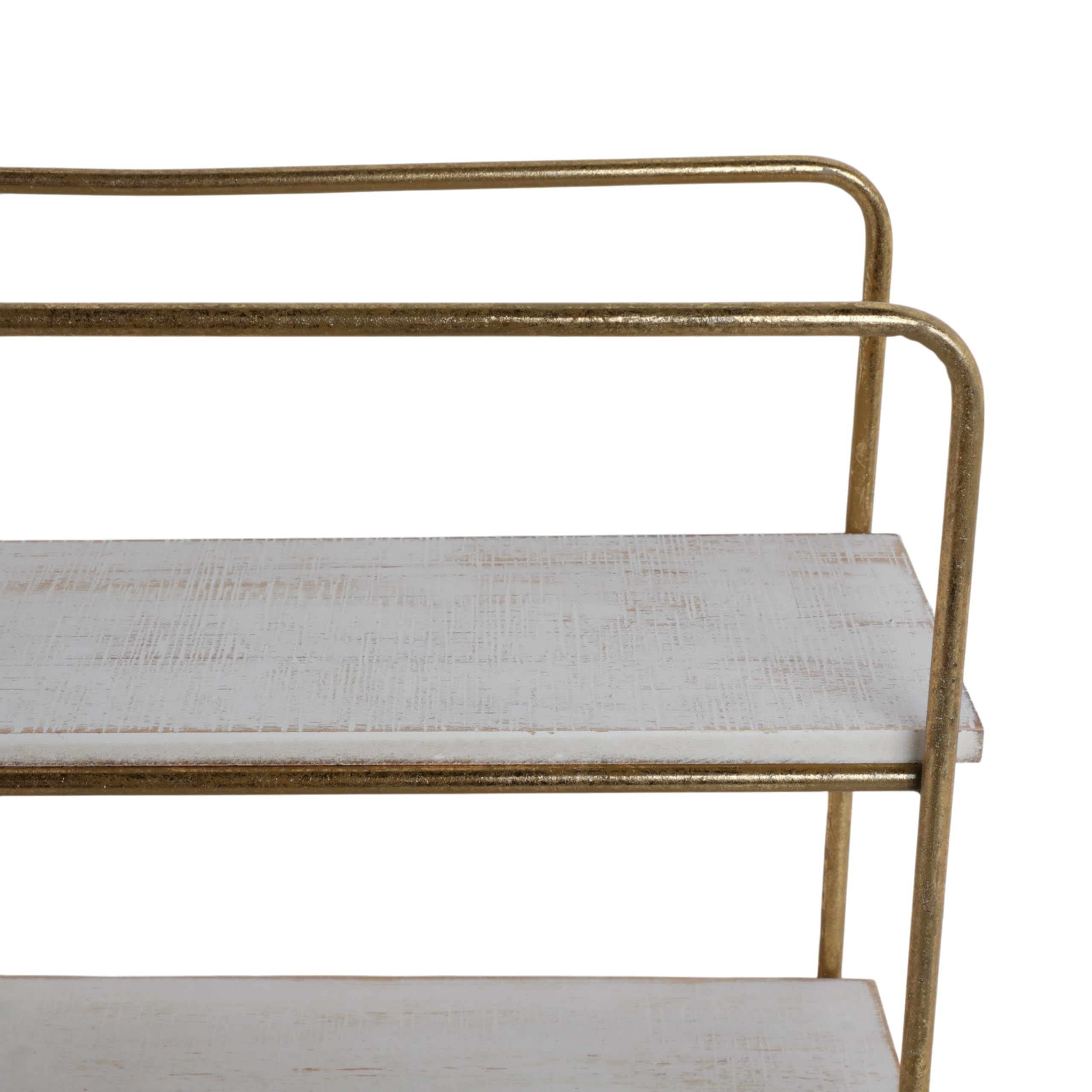 Sagebrook Home 3-Tier Wall Shelf - Gold Metal & Wood Floating Shelves for Living Room, Bathroom, Bedroom Decor - Modern Storage & Display Solution