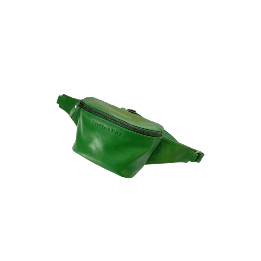 The Little & Fox Genuine Leather Bum Bag - Stylish Emerald Green Waist Pack for Travel, Hiking & Everyday Use