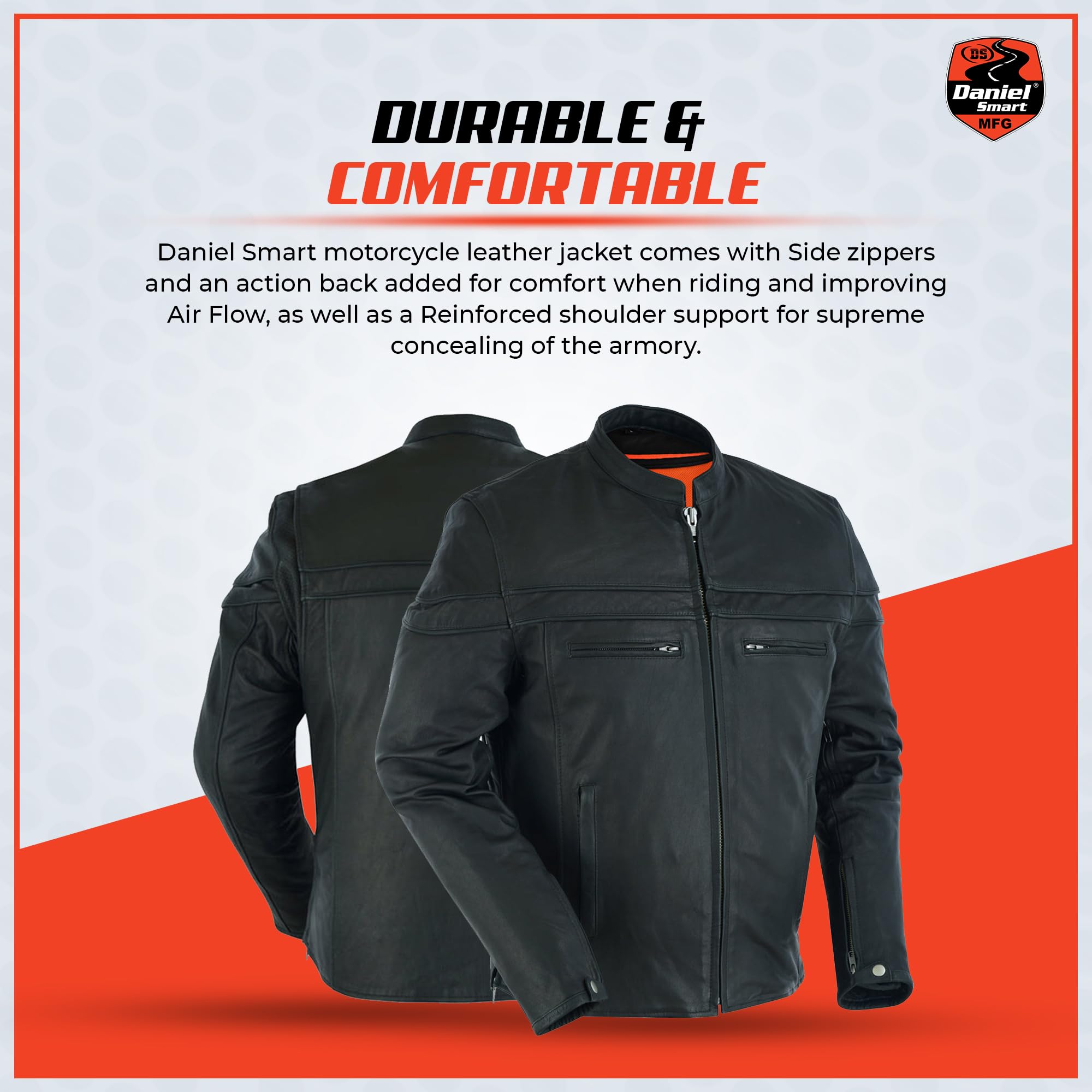 Premium Men's Goatskin Leather Motorcycle Jacket - Daniel Smart Biker Jacket with Concealed Armory Pocket | Durable & Stylish Riding Gear for Urban Commuting & Adventure Tours