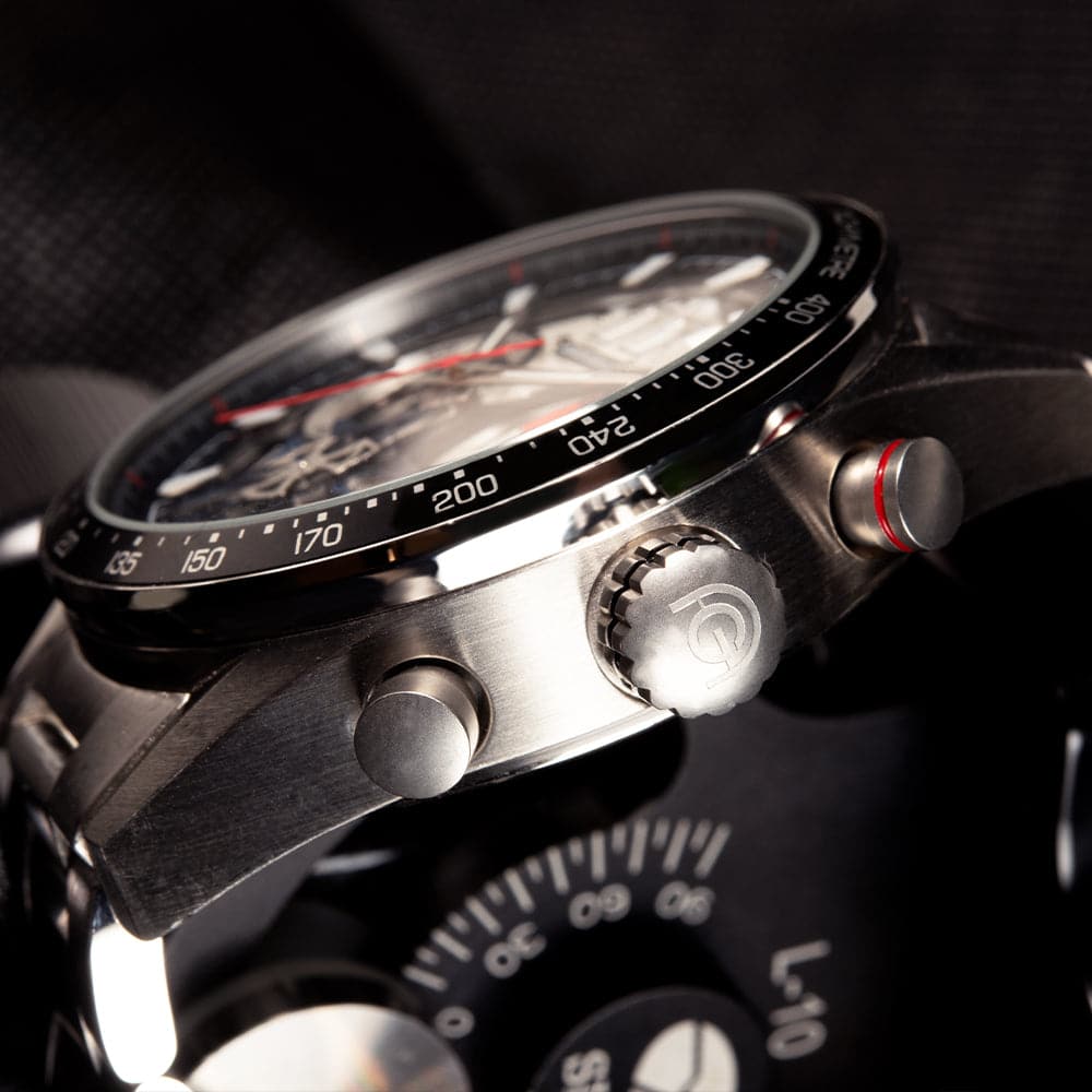 ARIES GOLD Chronograph Men's Watch - Stainless Steel Silver Case, Black Dial - Perfect for Business, Casual & Formal Occasions
