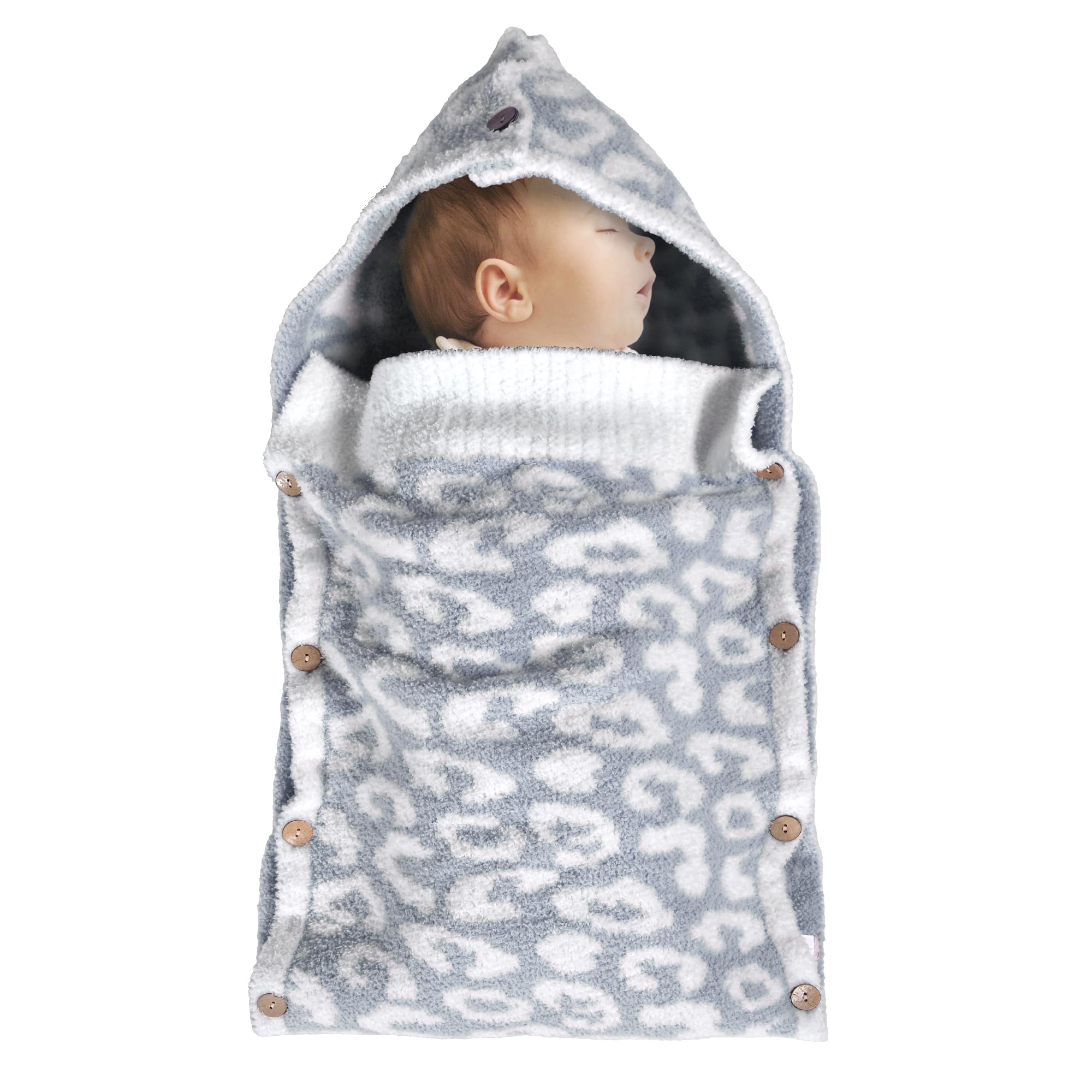 Premium Newborn Baby Swaddle Blanket for Boys & Girls 0-6 Months - Soft Knit Sleeping Bag, Stroller Wrap & Receiving Blanket - Perfect Baby Shower Gift (Grey Cheetah Print) - Ideal for Nursery, Travel & New Mom Essentials