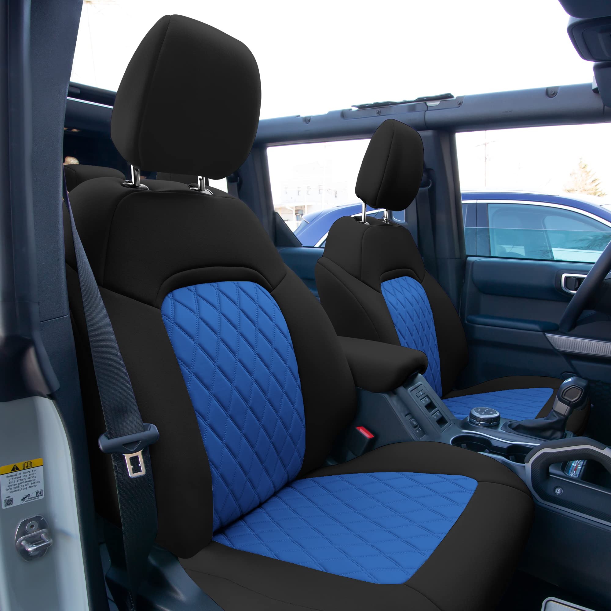 Custom Fit Neoprene Seat Covers for Ford Bronco (2021-2022) - Water Resistant Neosupreme Front Set in Blue | Perfect for Off-Road Adventures & Daily Commutes