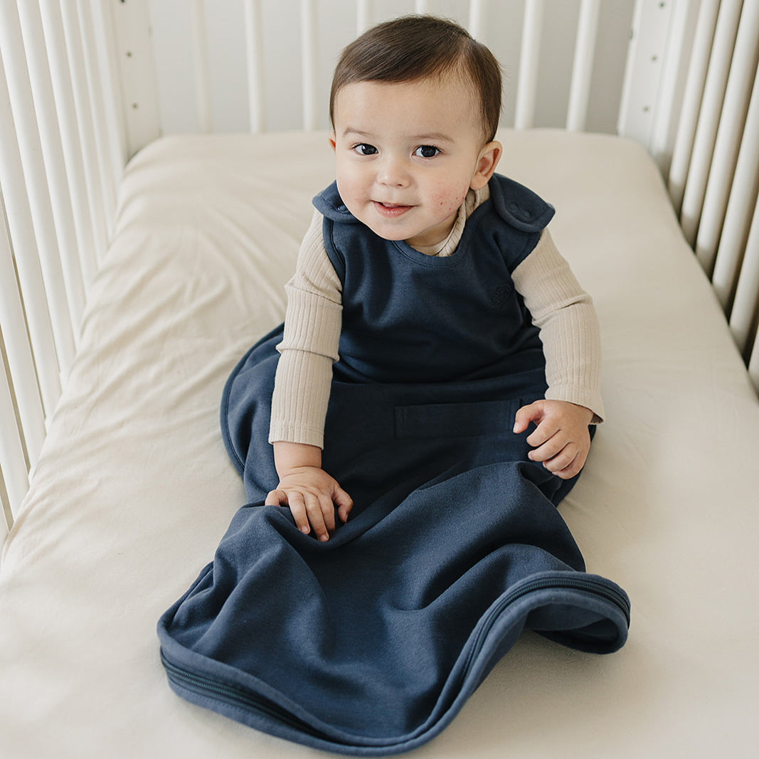 4 Season Baby Sleep Sack - Merino Wool & Organic Cotton for 2 Months to 2 Years - Soft Indigo Color - Perfect for Nursery, Daycare & Travel