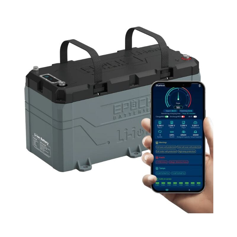 EPOCH 36V 50Ah/100Ah Lithium Iron Phosphate (LiFePO4) Battery with Heating & Bluetooth - Perfect for Electric Bikes, Scooters, Golf Carts, and Marine Applications