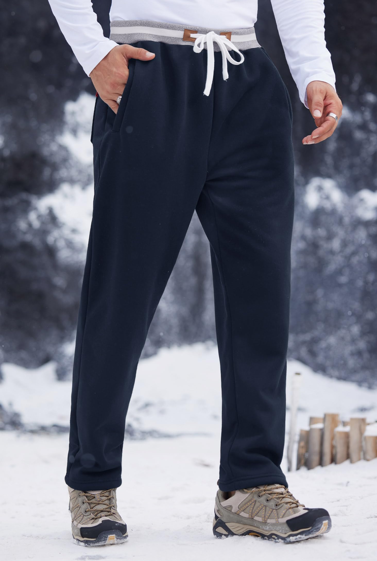 Men's Winter Fleece Joggers - Sherpa Lined Sweatpants for Running & Outdoor Activities, Elastic Waist & Open Bottom (S-XXL) - Perfect for Cold Weather Workouts, Lounging & Casual Wear