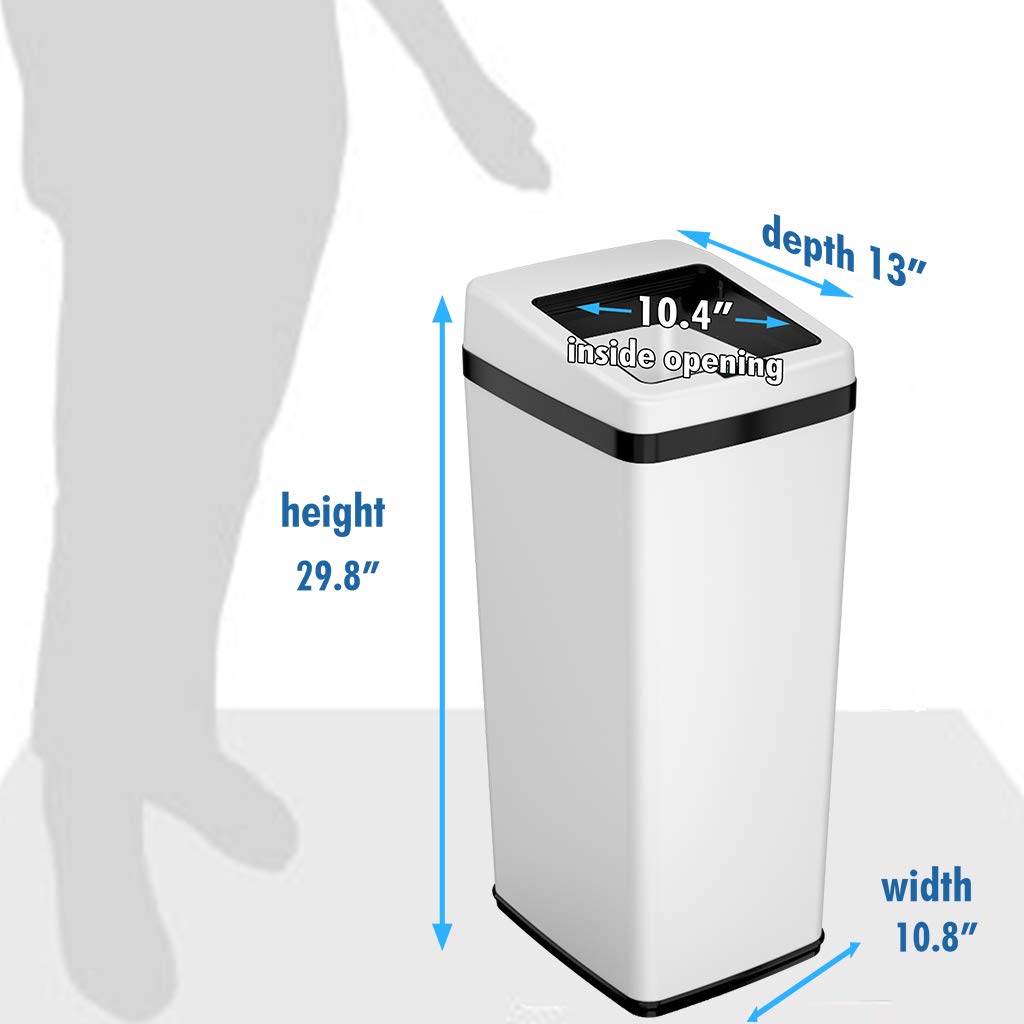 iTouchless 14 Gallon & 2.5 Gallon Automatic Sensor Trash Cans with AbsorbX Odor Control - Stainless Steel & White Kitchen & Bathroom Garbage Bins for Hands-Free Waste Disposal