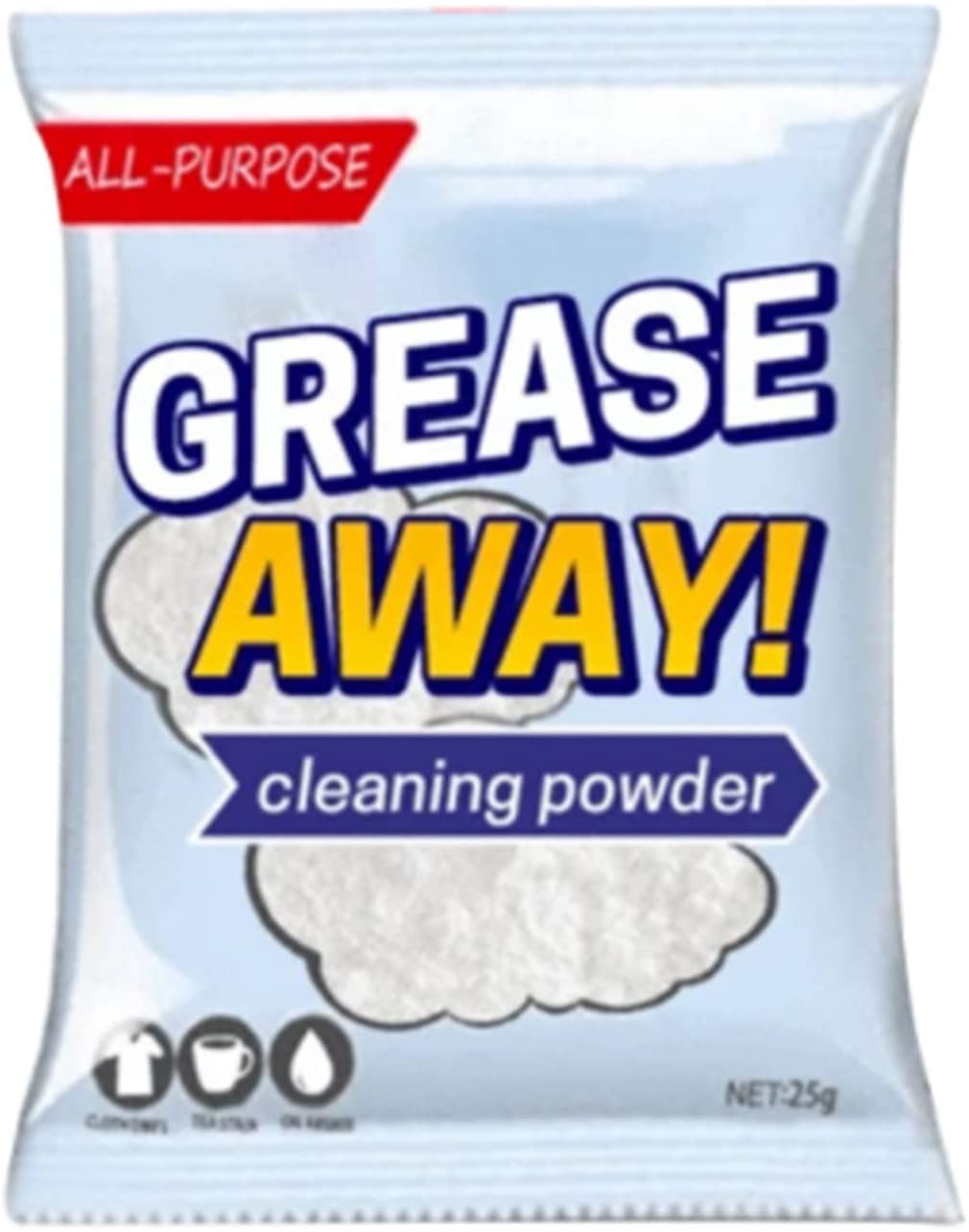 Grease Away Powder Cleaner - Multifunctional Stain Remover for Kitchen Sink, Oven, Cookware & Bathroom | Fast-Acting Degreaser | Outdoor Cleaning Solution (3-Pack) | Perfect for Tough Grease, Grime & Stubborn Stains