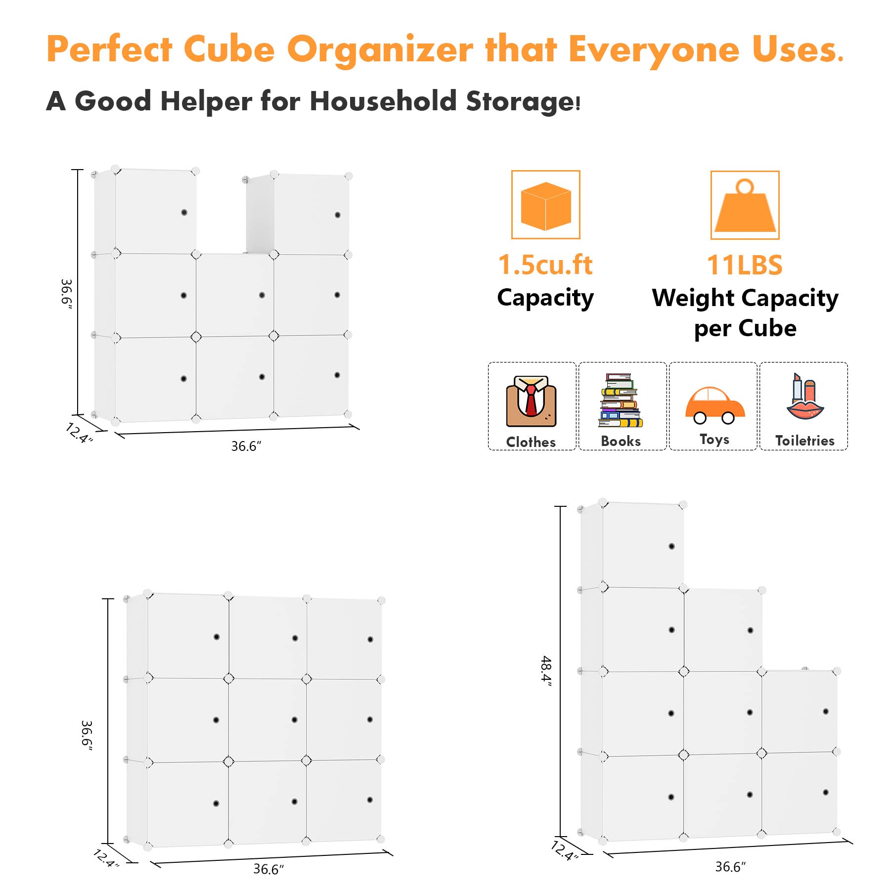 C&AHOME 9-Cube Storage Organizer with Doors - 36.6