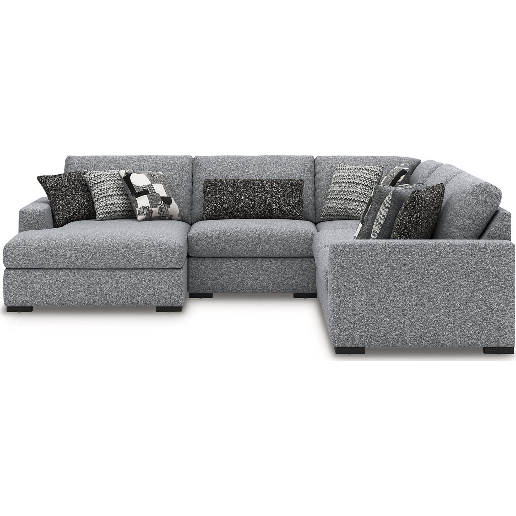 Bealton 5-Piece Sectional Sofa with Chaise Lounge - Modern L-Shaped Couch in Salt & Pepper Fabric - Perfect for Living Room, Family Room & Home Theater Seating