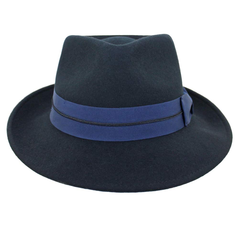 Wool Crushable Fedora Hat - Black, Grey, Navy, Brown for Outdoor & Travel