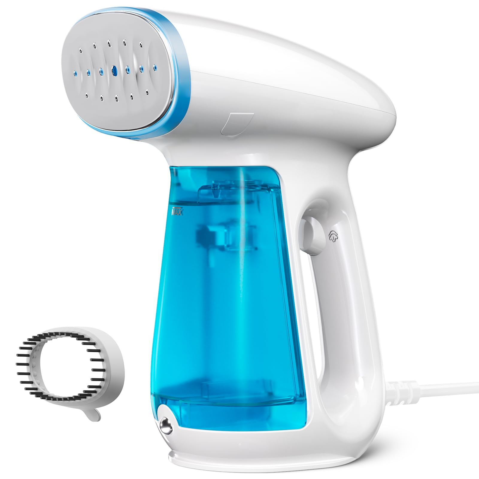 1300W Powerful Handheld Clothes Steamer - Fast Heating Garment Steamer with 230ml Large Water Tank, Auto Shut-Off & Brush Attachment - Perfect for Wrinkle Removal at Home, Travel, Office & Wedding Dress Care