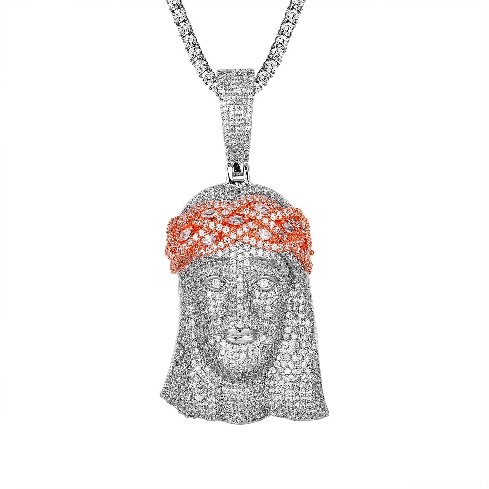 Jesus Marquise Stone Two Tone Rose Gold Religious Pendant Necklace - Elegant Christian Jewelry for Women, Perfect for Church, Weddings & Daily Wear