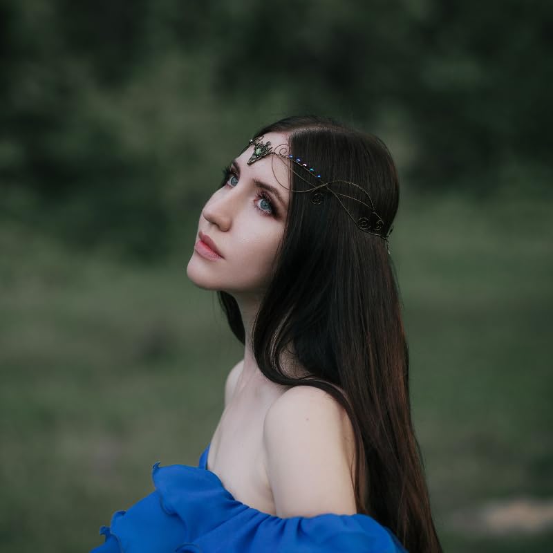 Handmade Elven Fairy Circlet - Dark Antler Headpiece for Cosplay, Renaissance Fairs & Fantasy Costumes | Bronze Deer Antler Tiara Crown for Women | Witch, Princess & Elf Costume Accessories | Perfect for Halloween, LARP & Themed Parties