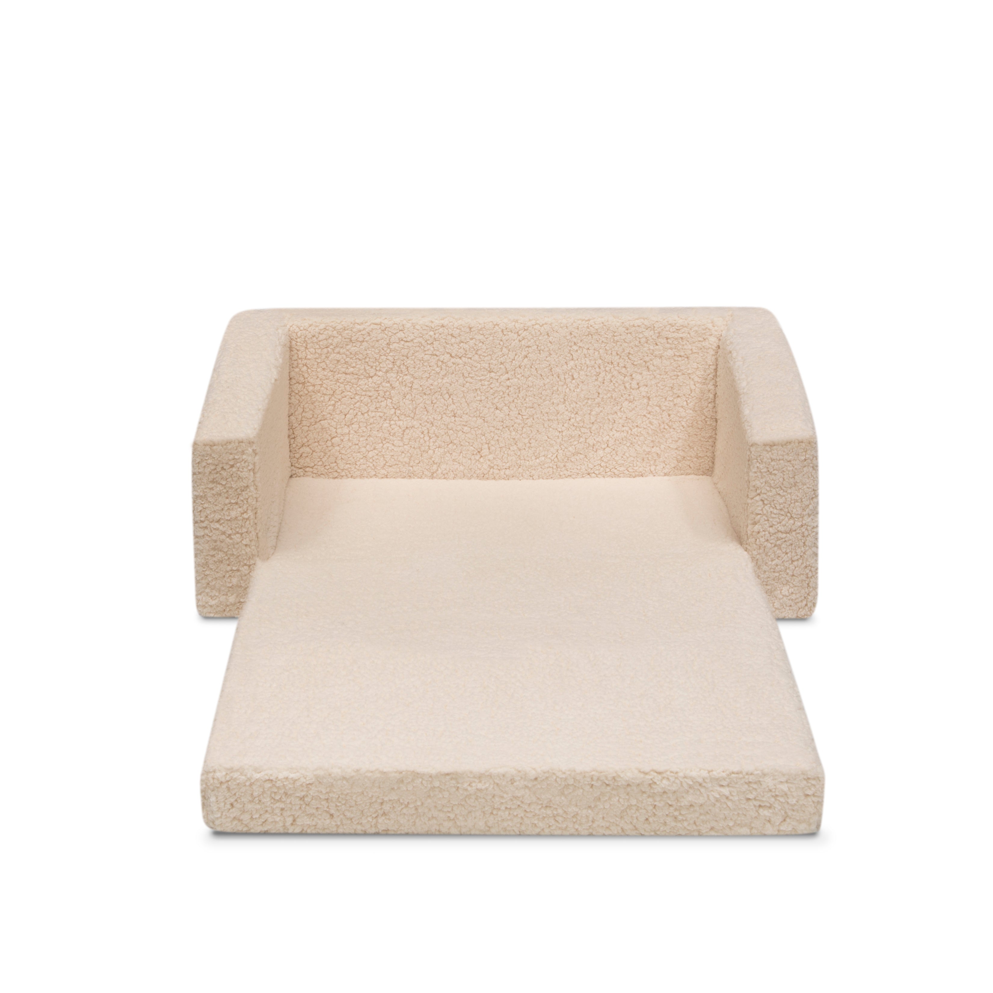 CoZee Flip Out Sherpa 2-in-1 Convertible Kids Sofa to Lounger - Soft & Comfortable for Playroom, Nursery or Bedroom - Perfect for Reading, Napping & Relaxing