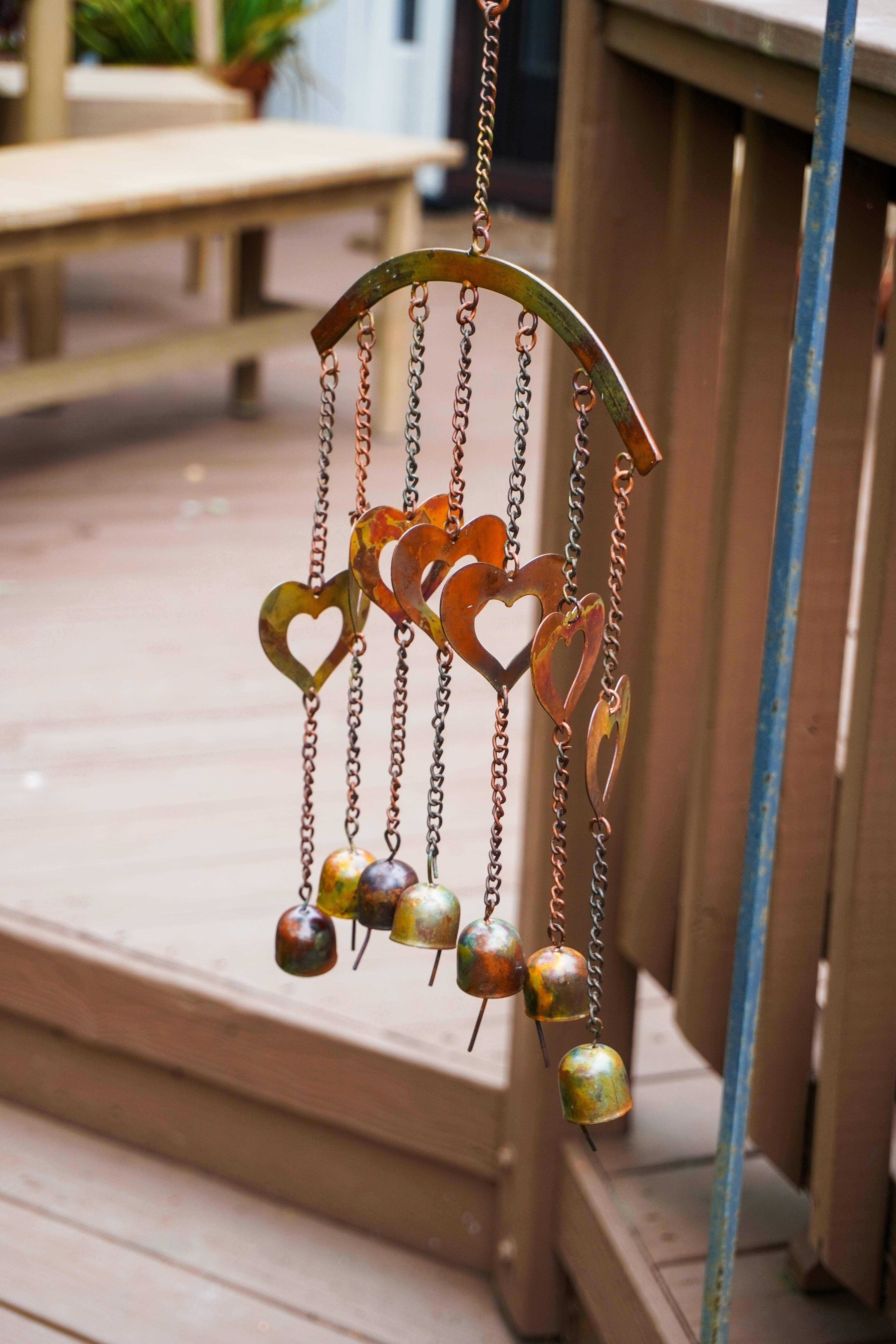 Hearts on Arch Wind Chime - Outdoor Garden Decor, Romantic Metal Wind Chime for Patio, Porch & Yard - Perfect for Relaxation & Home Decoration