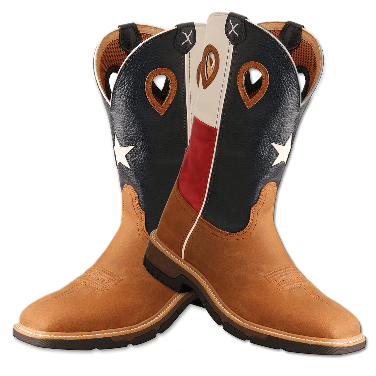 Twisted X Men's Texas Flag Western Work Boots - Nano Composite Toe, Light Brown, Size 10 EE (US) - Durable & Comfortable for Ranch Work, Construction & Outdoor Activities
