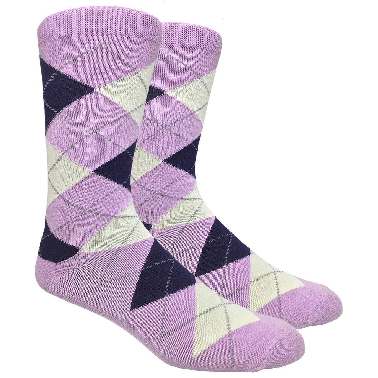 Premium Men's Argyle Dress Socks 3-Pack - Soft Cotton Blend Formal Socks for Business, Office & Wedding - Multiple Color Options (Black, Navy, Grey)