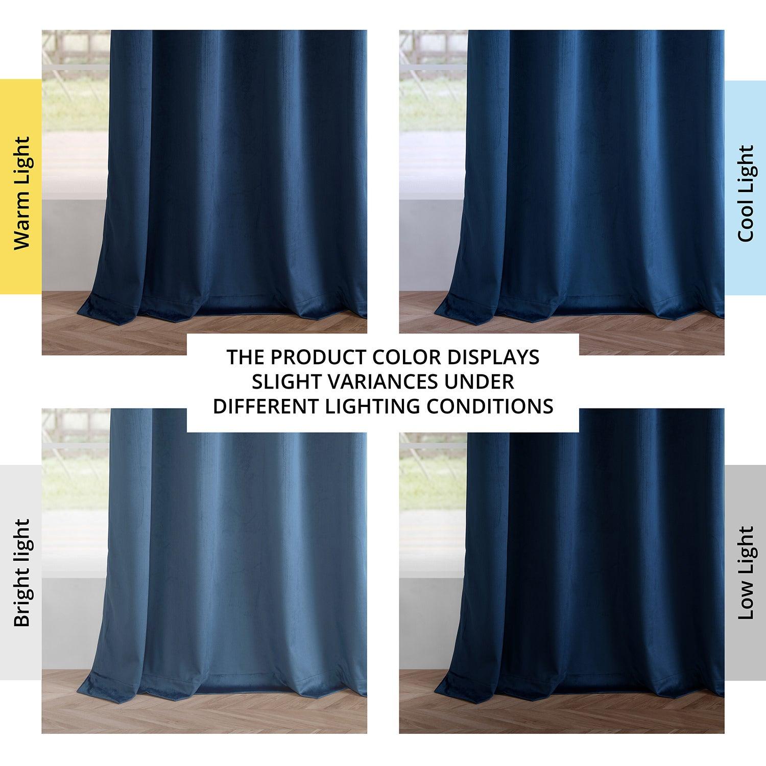 Deep Cobalt Blue Blackout Curtains with Grommet Top - 2 Panels Set for Bedroom, Living Room & Home Theater - Soft Velvet Room Darkening Window Drapes for Light Blocking & Privacy