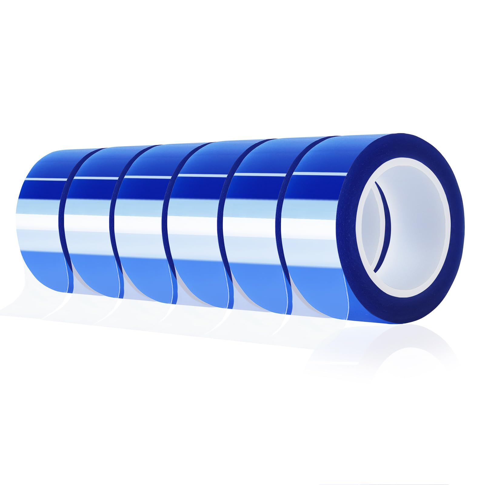 6 Rolls 20mm x16m (52FT) High Temperature Heat Resistant Tape - Blue Heat Transfer Tape for Sublimation Press, Vinyl, No Residue - Perfect for T-Shirt Printing, DIY Crafts & Heat Press Projects