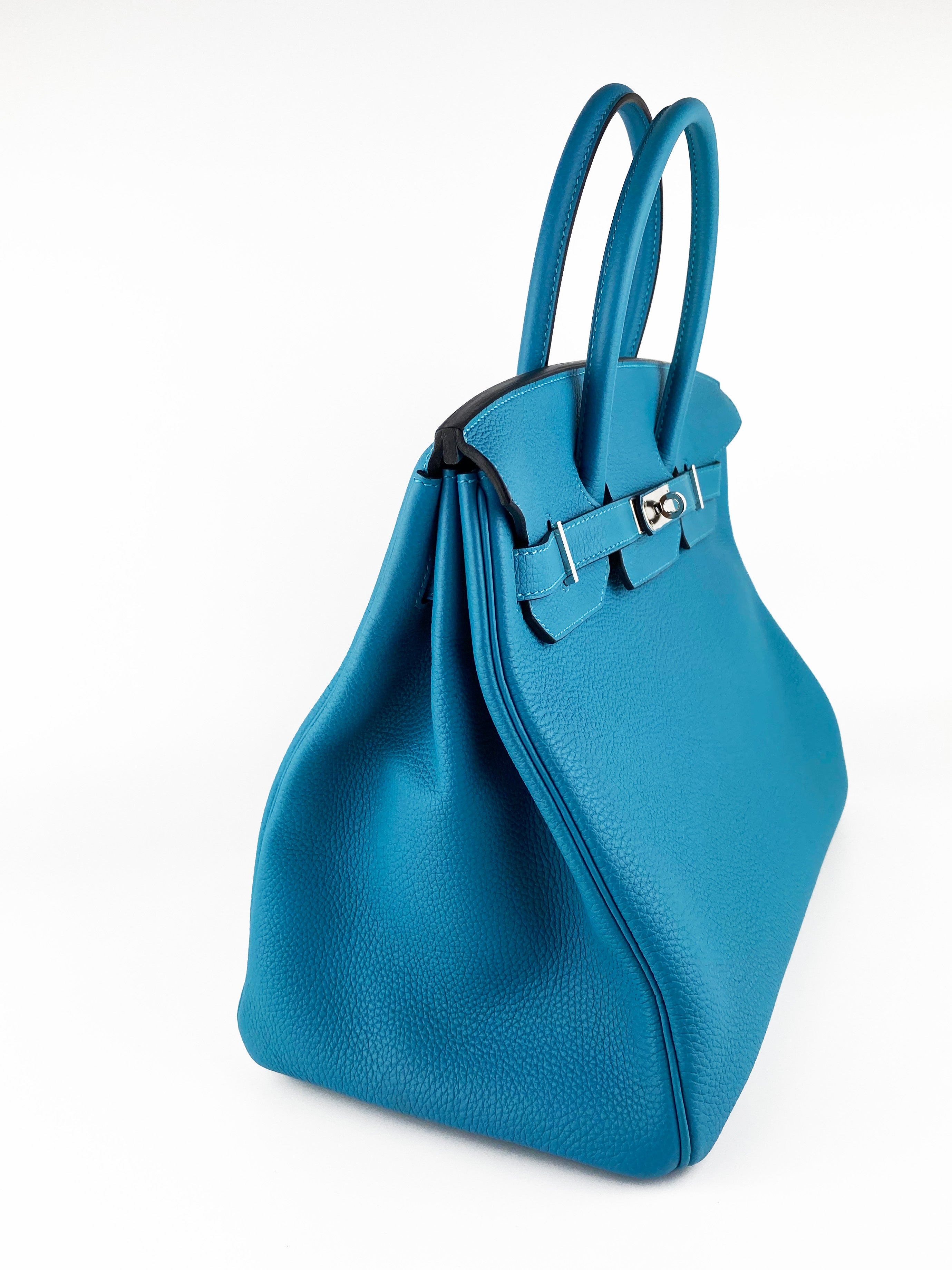 Authentic Hermes Birkin 35 Handbag in Turquoise Togo Leather - Luxury Designer Shoulder Bag for Women, Perfect for Work, Travel & Special Occasions