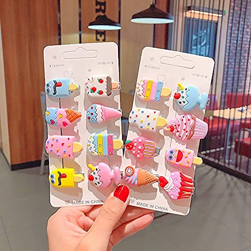20pcs Rainbow Ice Cream Hair Clips Set for Girls Toddlers - Cute Baby Barrettes Hair Accessories for Party, School, Daily Wear & Photo Shoots